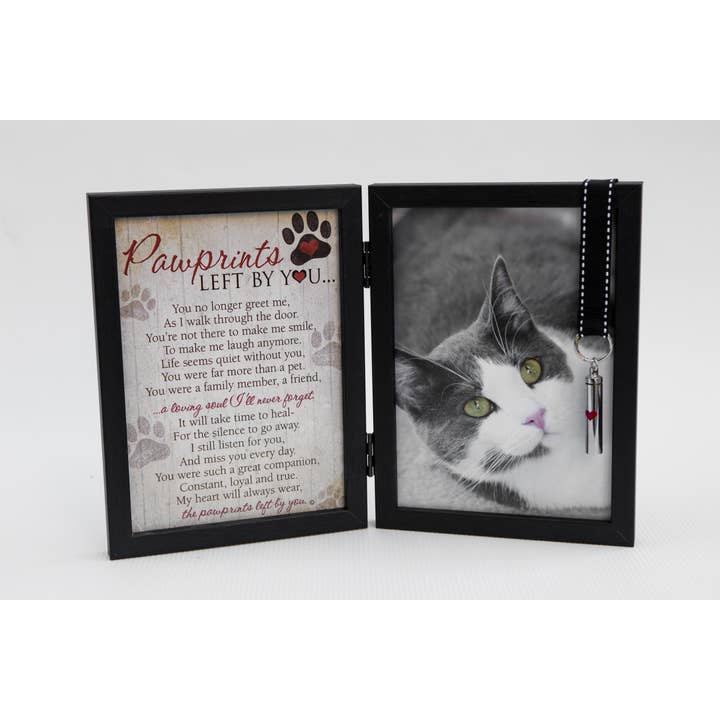 Cat Loss Memorial Frame: Pawprints Left By You -Vial 6070C-V for wholesale by The Grandparent Gift Co. Inc.