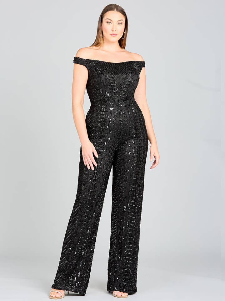 Lara New York - Wholesale Jumpsuit - Women's - Beaded Off Shoulder Jumpsuit1