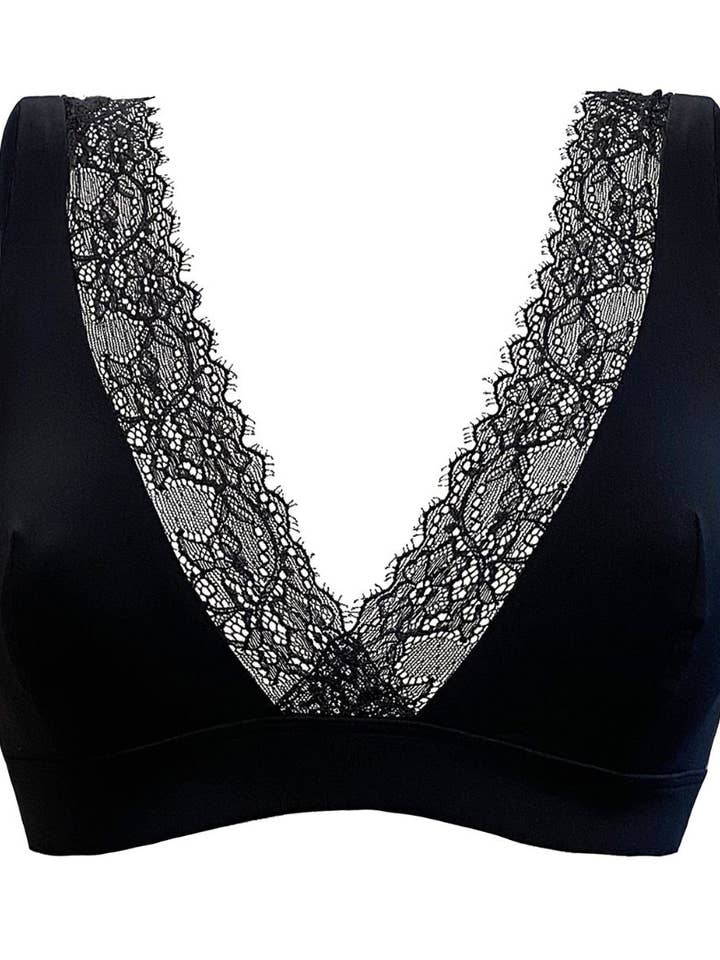 Soutien-gorge cache-cœur Noir avec dentelle pour la vente par Esquisse Lingerie