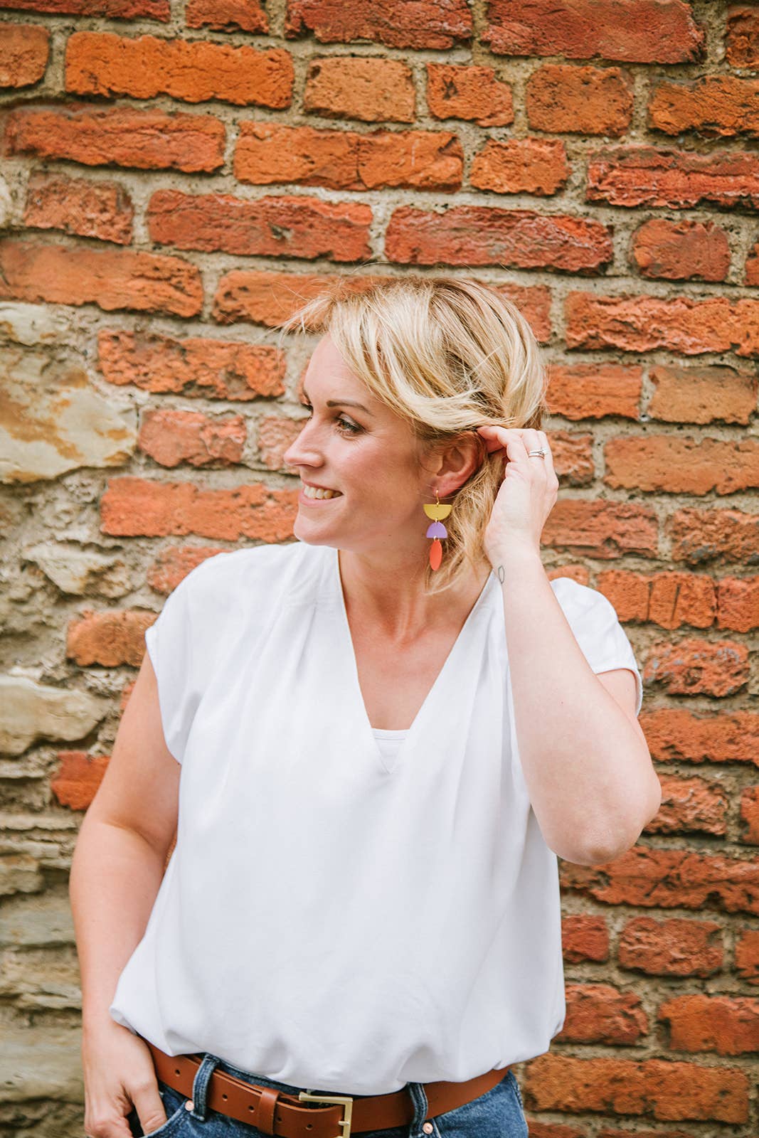 Copper Bee - Wholesale Dangle Earrings - Colour + Brass Block Statement Dangle Earrings4