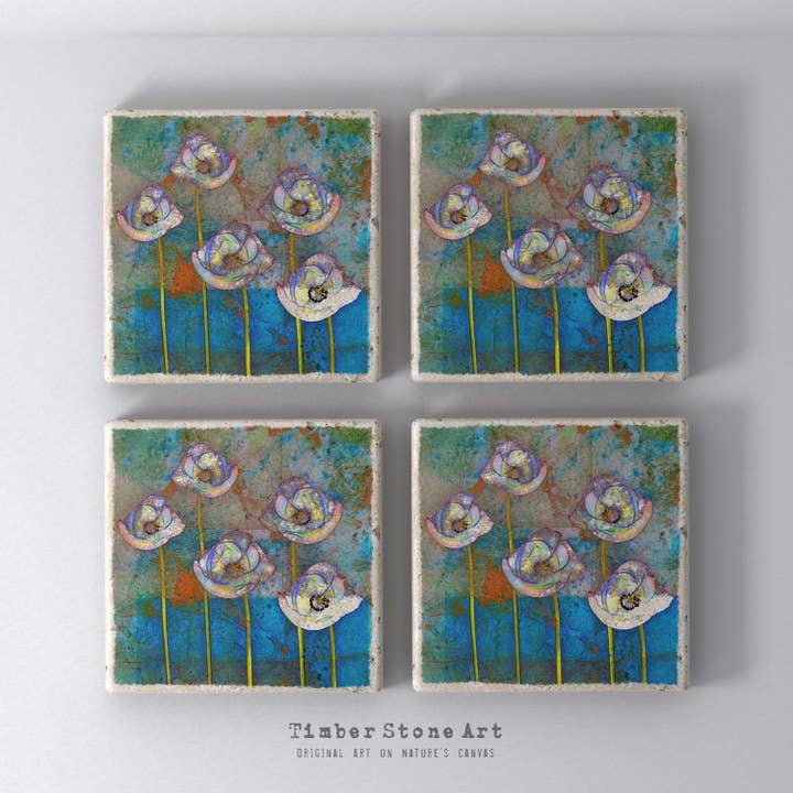 MAIN0330 - Set Of 4 Natural Stone Coasters for wholesale by Timber Stone Art