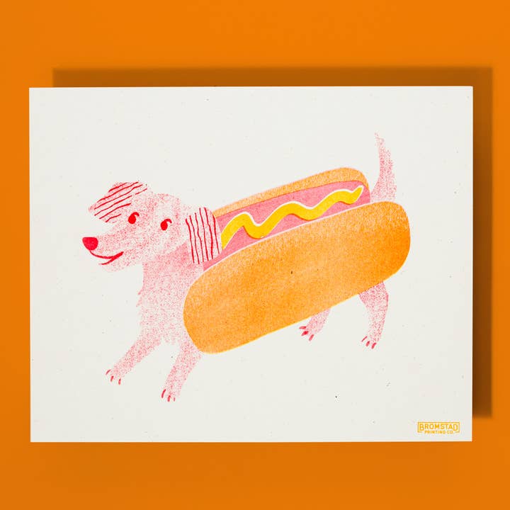 Bromstad Printing Co. - Wholesale Art Print - Hot Dog - Risograph Print