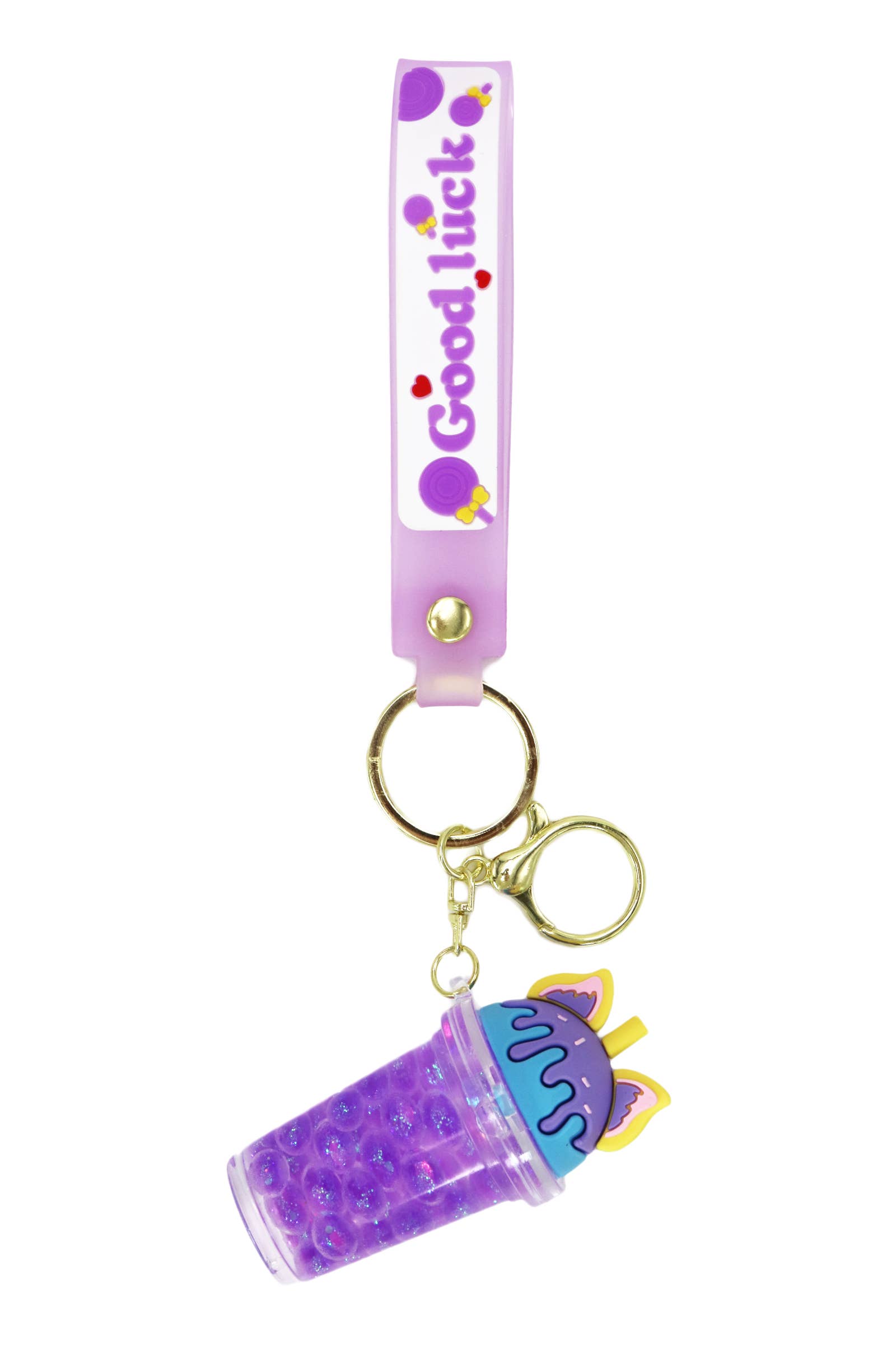 Cap Zone - Wholesale Keychain - Women's - Ice Cream Boba Bubbles Liquid Filled 3D Key Chain - 12 pcs1