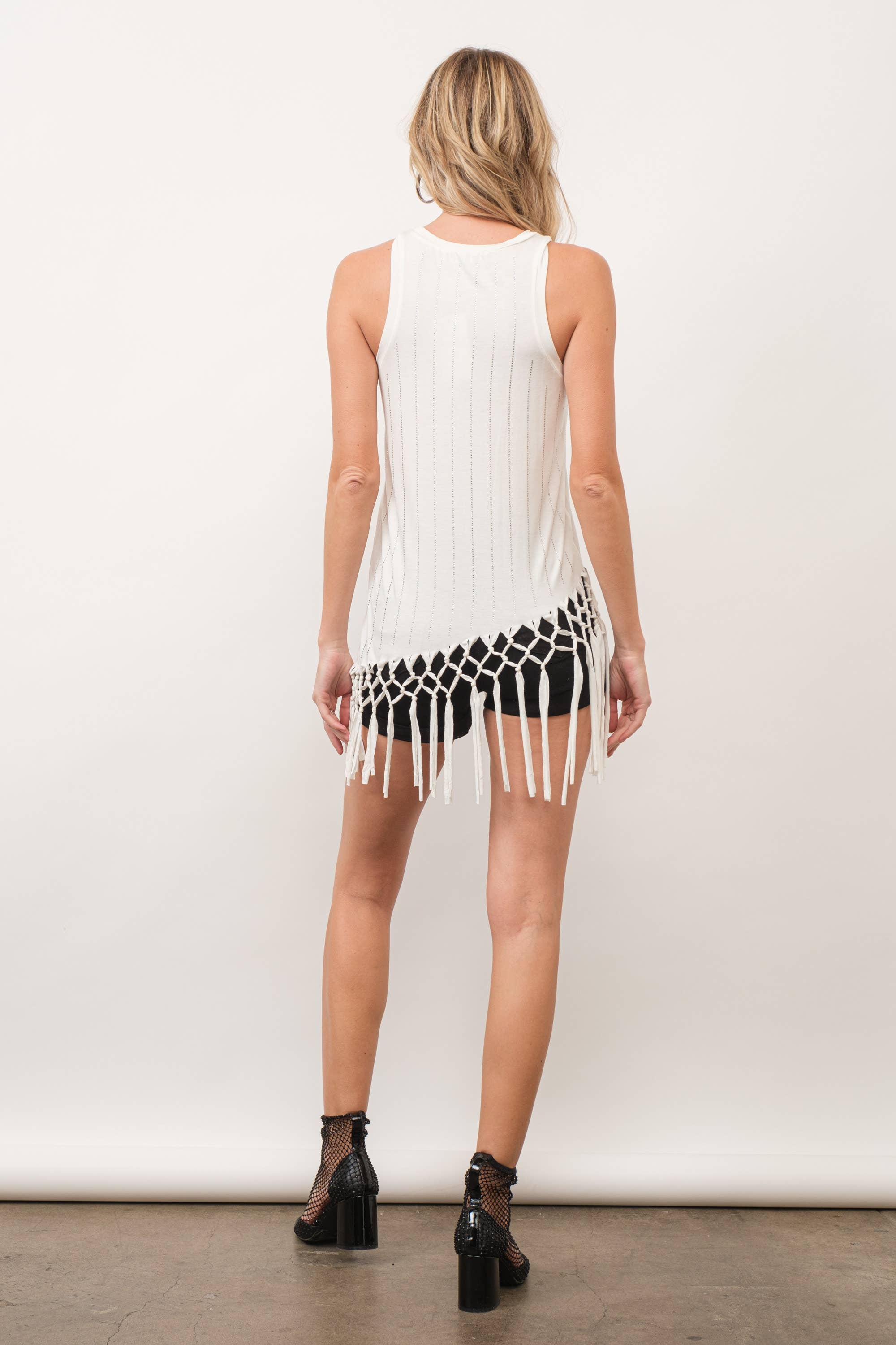 Blue B - Vente Débardeur – femme - Débardeur en jersey à rayures cloutées Hotfix 34510T-Rhinestone7