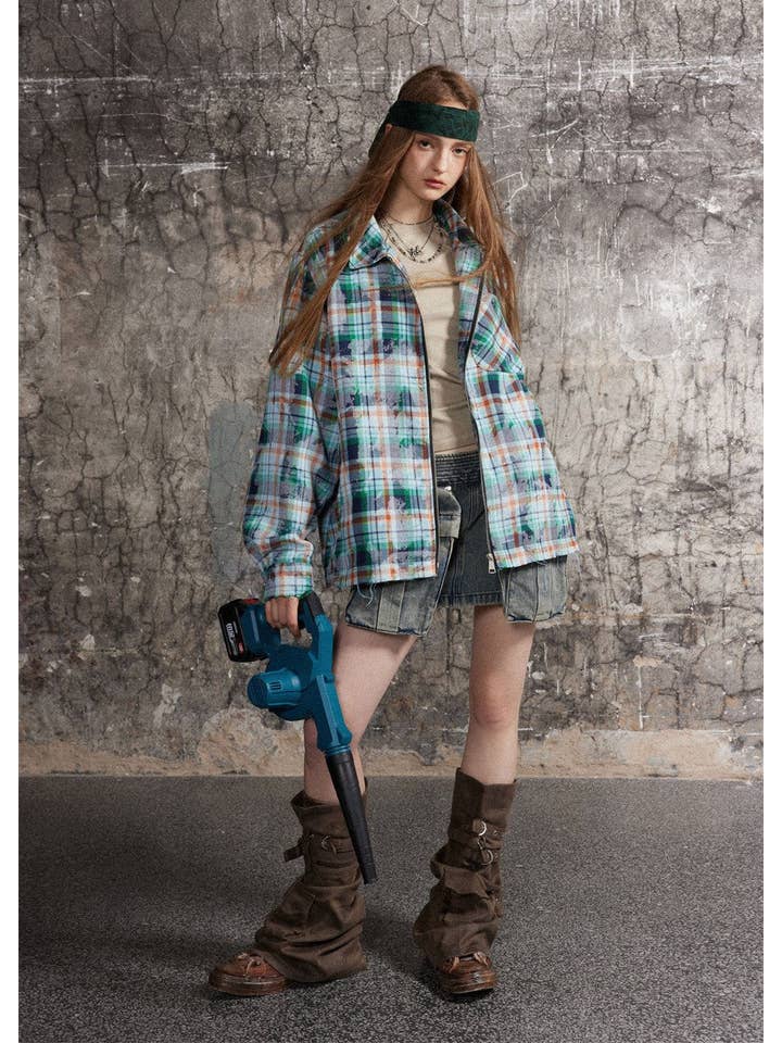 Verde Camicia a Quadri Urbana Distressed – Stile da Strada Senza Sforzo in vendita all'ingrosso su Faire