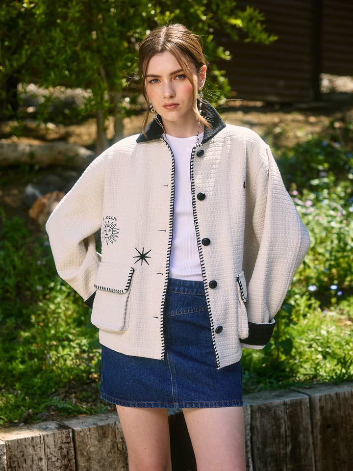 IVORY LE SOLEIL EMBO JACKET - RJ1060 for wholesale on Faire