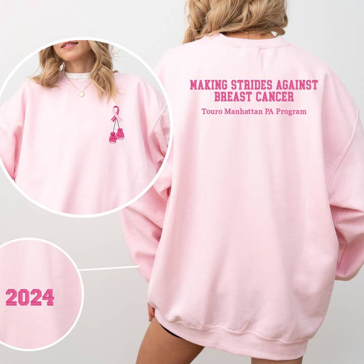 Camisola Bordada "Making Strides Against Breast Cancer" (Manhattan) por atacado de BIRTHDAY OUTFITS