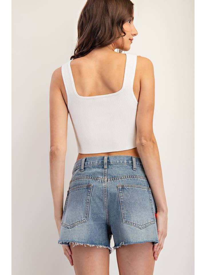 PL5632 - SIDE RIBBON DENIM SHORT for wholesale on Faire