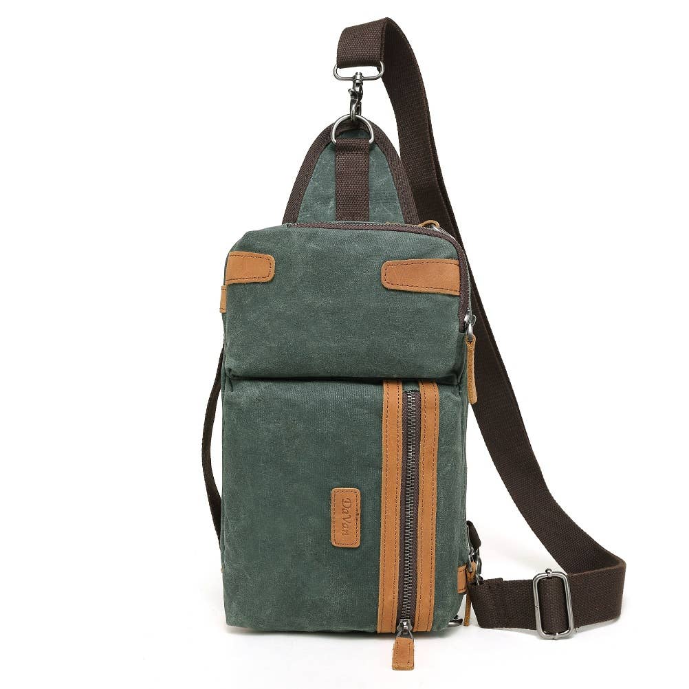 Davan - Wholesale Crossbody Bag - Unisex - Multifunction Waxed Canvas Sling Bag MF 559W (Olive)4