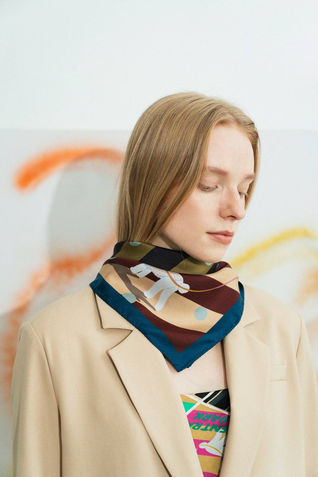 "Pandita the Dog" Silk Bandana - Coffee for wholesale on Faire7