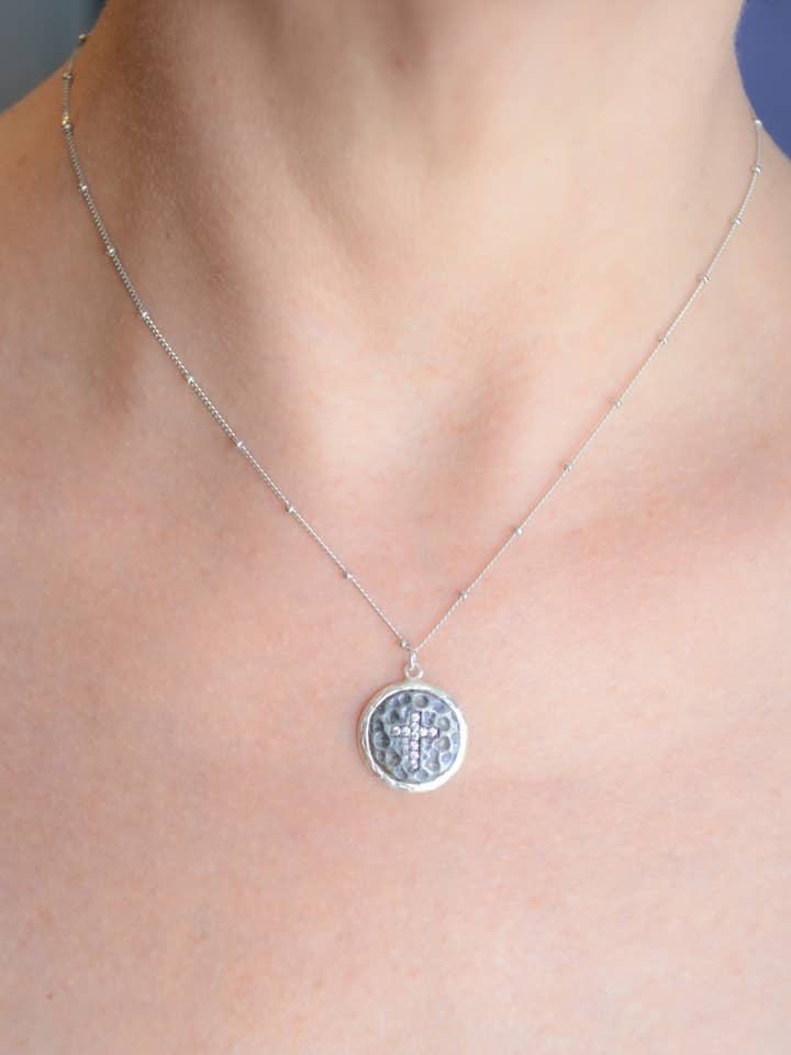 Silver Cross pendant necklace for wholesale by AJS Design Studio