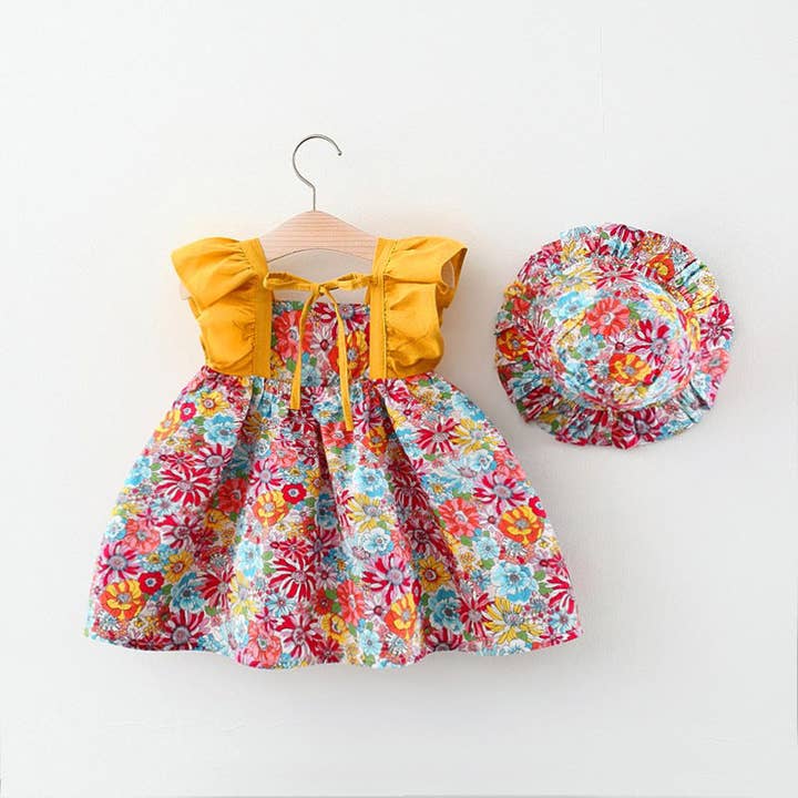 MyKids-USA® - Wholesale Dress - Baby - Baby Girl Flower Pattern Butterfly Sleeve Design Cute Dress1