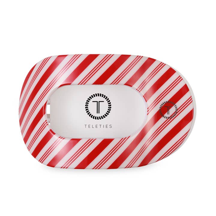 TELETIES - Wholesale Hair Clip - Women's - Flat Round Hair Clip | Large | Candy Cane Crush1