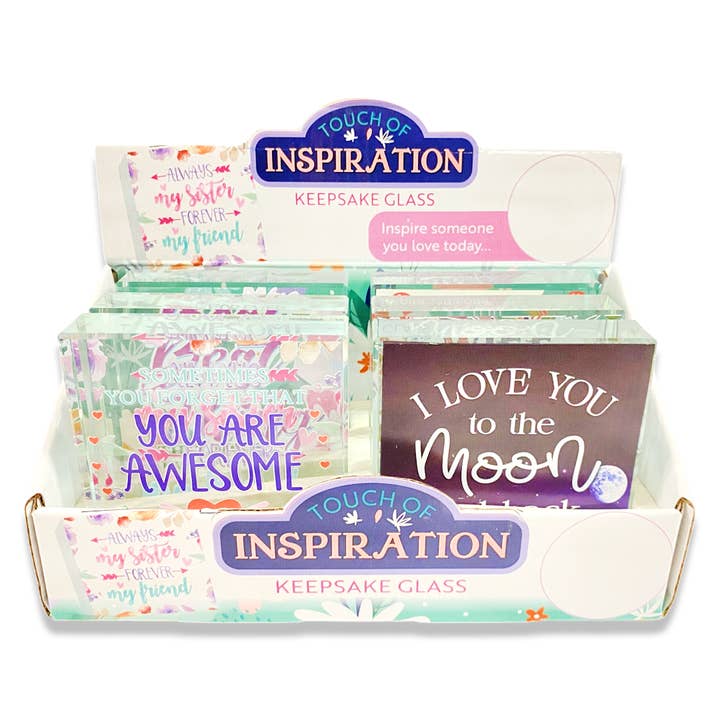 Inspirational Glass Block Keepsake Assortment - 6/Display for wholesale by Novelty Brands