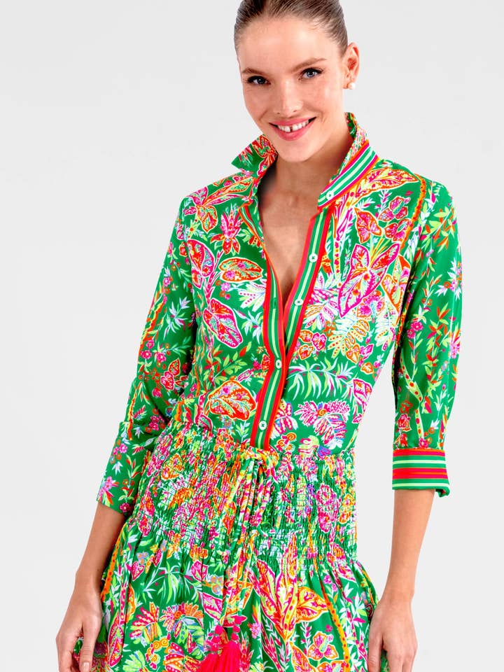 Pojkvänsskjorta - Vintage Vines för wholesale av Gretchen Scott LLC