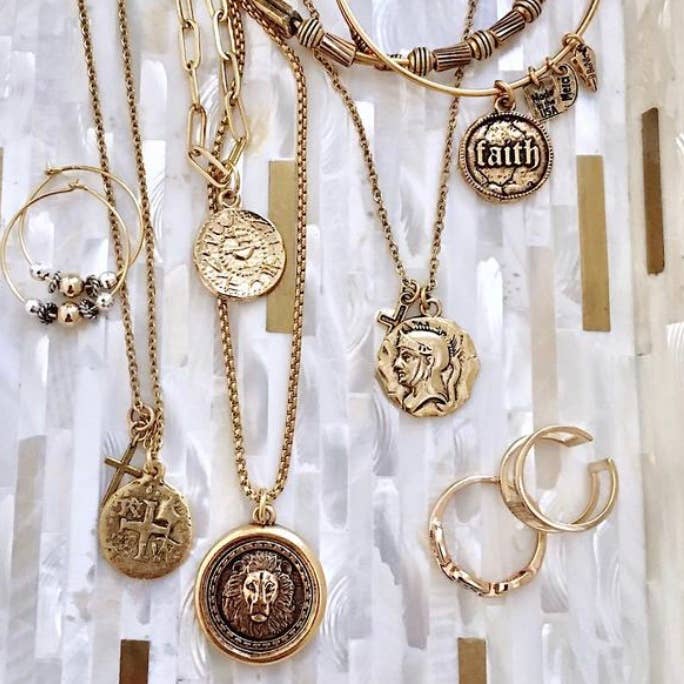 B.BéNI® Christian & Jewish Jewelry - Venta al por mayor Collares con colgantes/abalorios - Collar con forma de cruz y moneda de oro de cabeza romana5