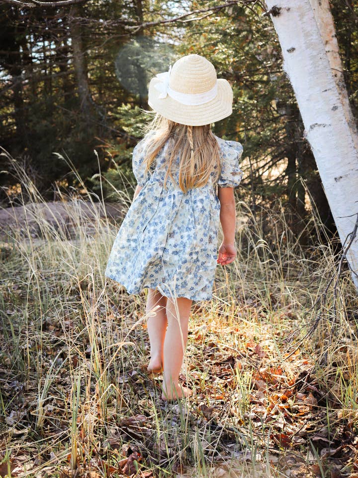 Almond Bud – Engroshandel Kjole - Børn – Forget-Me-Not blomsterkjole med puffærmer & BLOOMERS |3