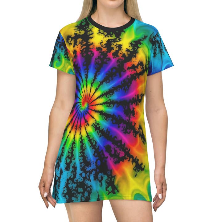 Tie Dye Womens T-Shirt Dress, D 2 for wholesale by Solana Grace