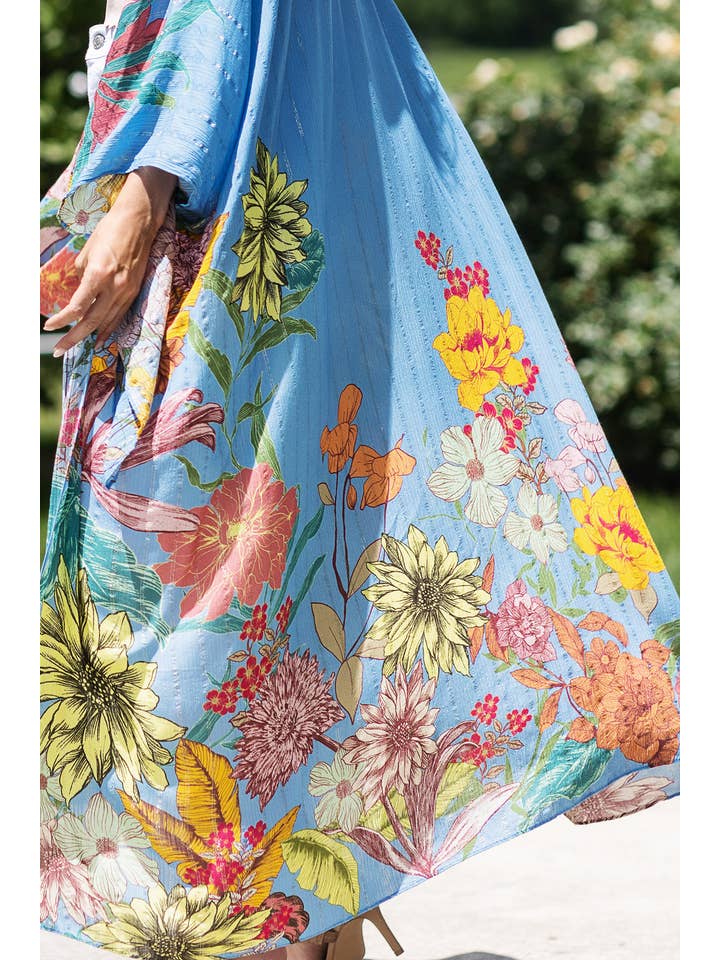 Madelin Madelin gekleurde kimono met bloemenprint en lurex voor groothandel op Faire