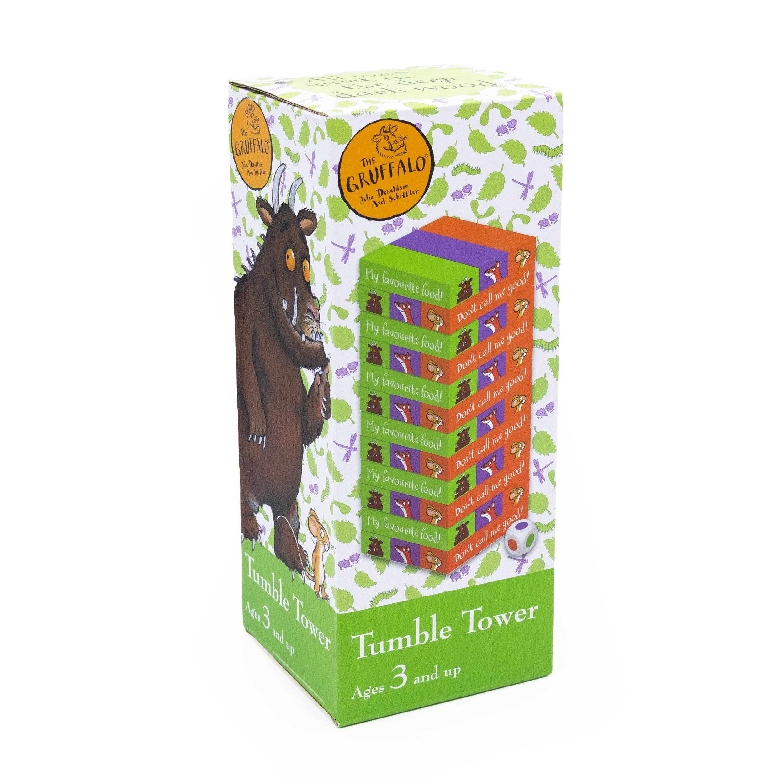 Robert Frederick Ltd - Wholesale Stacking game - The Gruffalo Tumble Tower Game - Wooden Stacking Set With Dice1