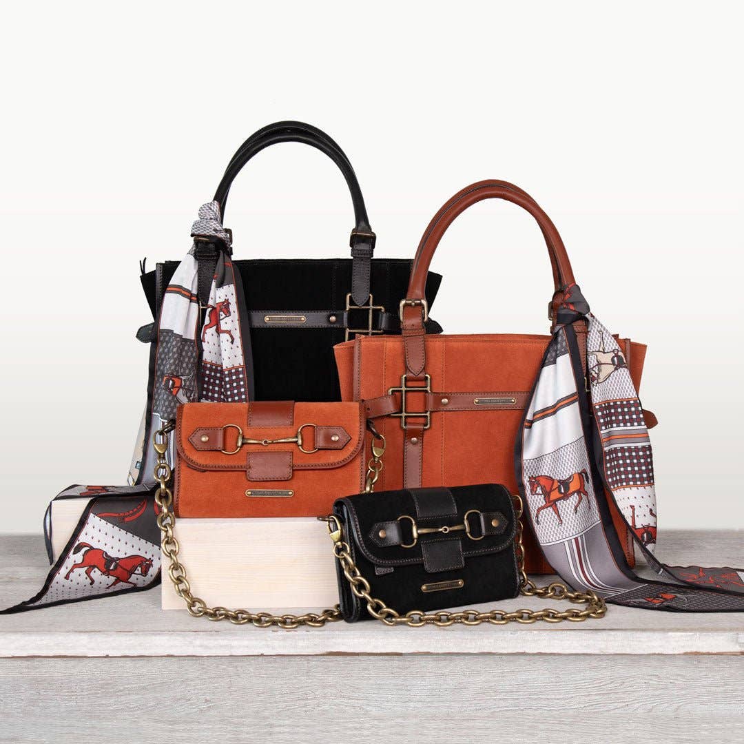 URBAN-EQUESTRIAN - Wholesale Crossbody Bag - Women's - Dalton - Horse Bit Crossbody Luxury Leather Handbag in Black on Black13