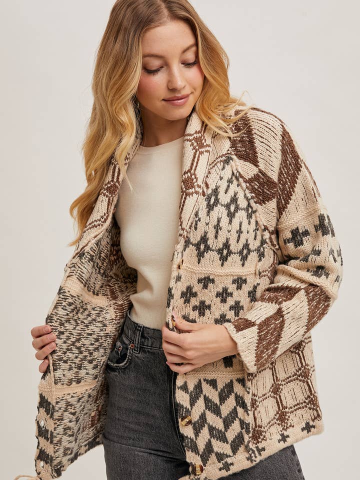 Peace Love Line - Wholesale Cardigan - Women's - PL4304 - BUTTON DOWN KNIT SWEATER CARDIGAN0