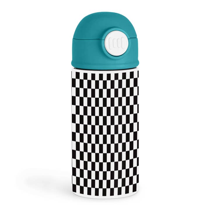 3dRose, Racing Sports Fan Checkered Flag Black White, Kids Water Bottle for wholesale by 3dRose