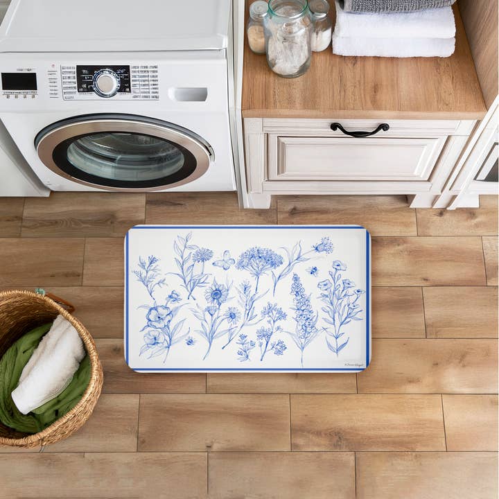 Stupell Industries - Wholesale Floor Mat - Blue Flowers Floor Mat, 30"x18"13