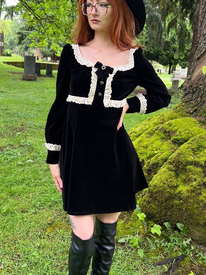 Witchwood Bags - Wholesale Dress - Women's - Sabrina - Luscious 60s style Velvet mini dress READY TO SHIP3