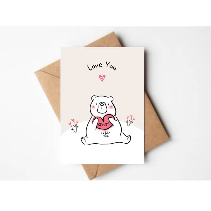 Carte Love You Ours Blanc pour la vente par Stationary Bliss