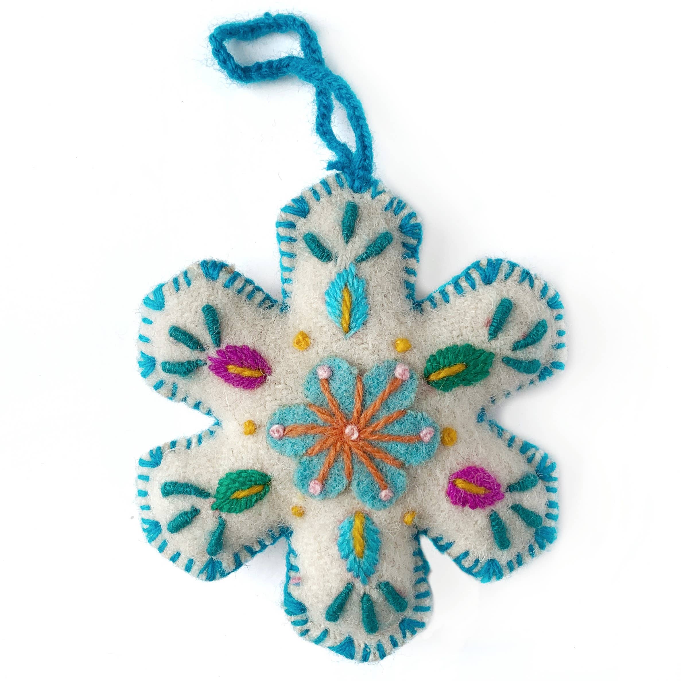 Ornaments 4 Orphans - Wholesale Ornament - White Snowflake Embroidered Christmas Ornament, Various Colors2