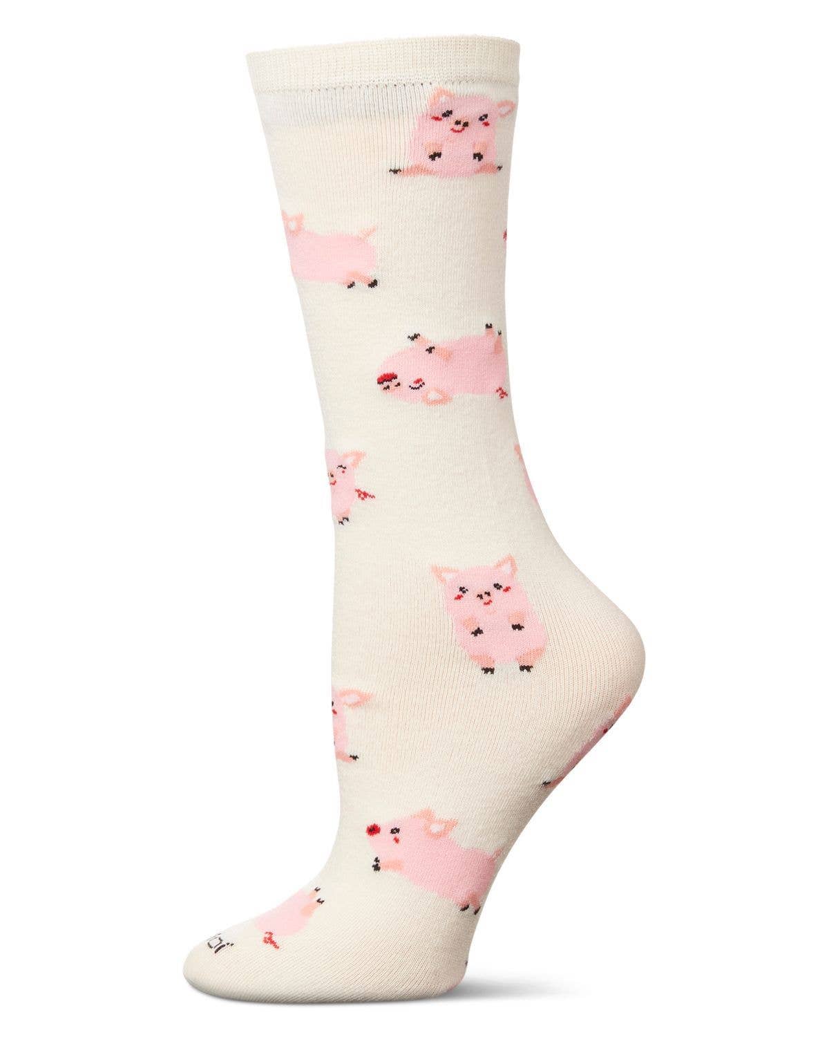 Ivory Miss You Pig Time Crew Sock for wholesale on Faire1
