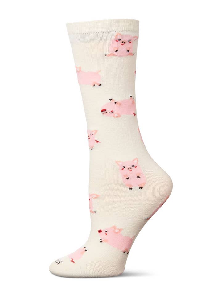 Ivory Miss You Pig Time Crew Sock for wholesale on Faire1