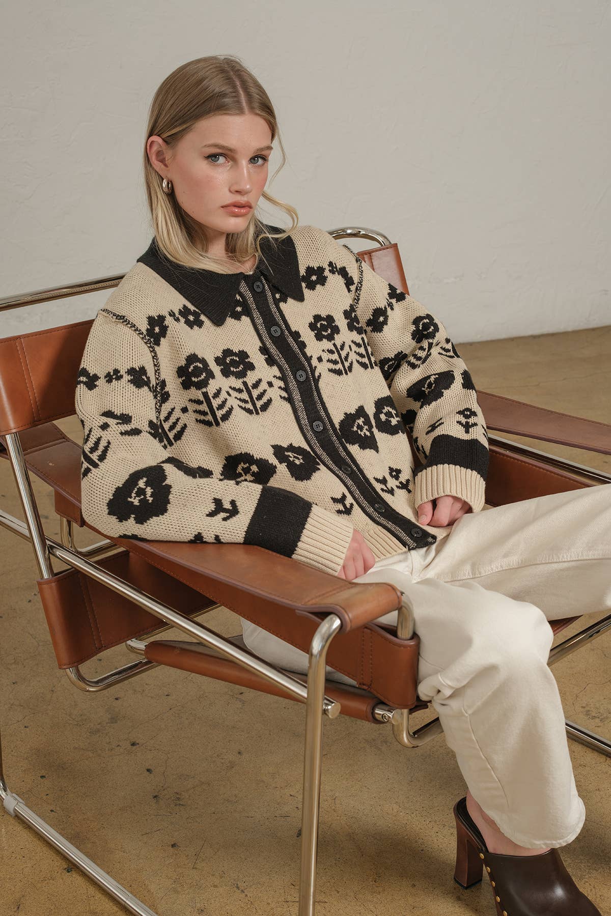 Floral Jacquard Knit Cardigan - RSW1120 for wholesale on Faire1