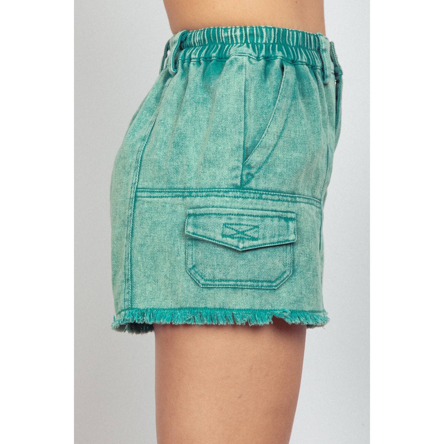 Apolline – wholesale Shorts – Women’s – Washed Cotton Twill Denim Cargo Shorts2