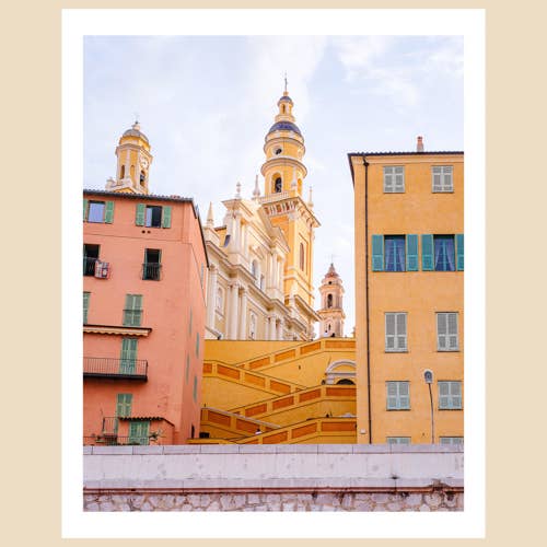 French Riviera Kunsttryk (8x10): Orange Stairsteps, Menton for engroshandel hos Charlotte to Paris