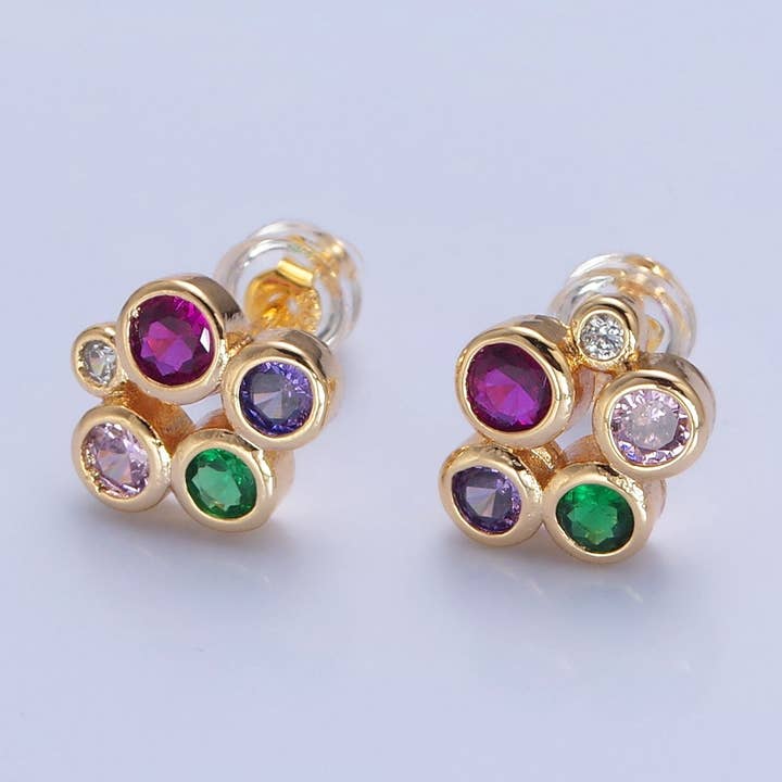 Dainty Multi Color Bubble Stud Earring T498 for wholesale by Aim Eternal