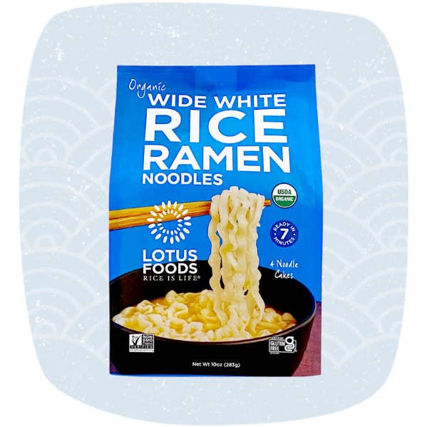 Organic Wide White Rice Ramen 4-pack for wholesale by Lotus Foods