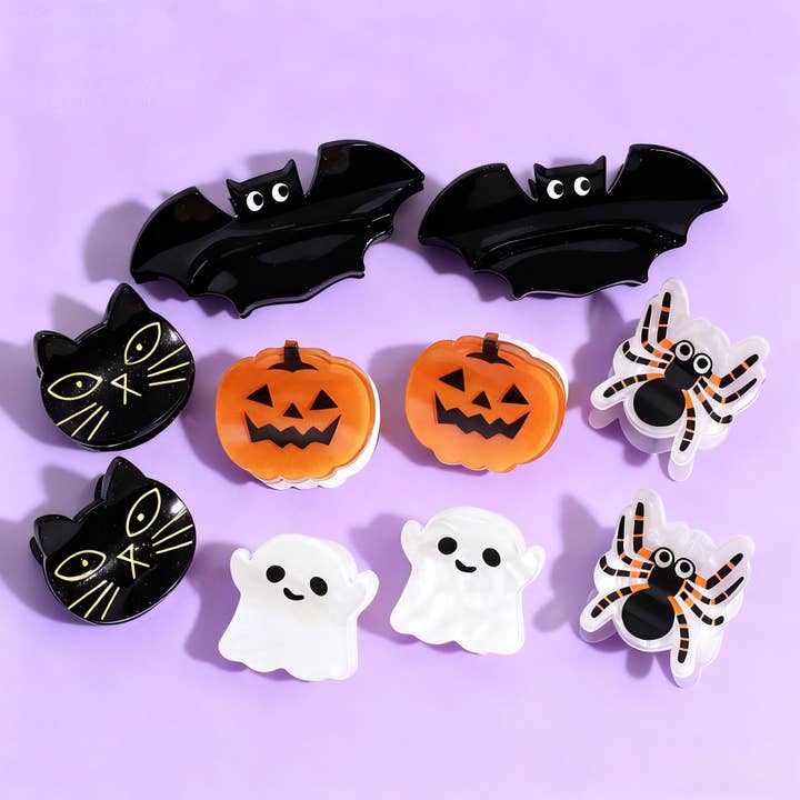 ACCITY - Wholesale Hair Clip - Women's - Halloween Mini Hair Claw Set, Bat Ghost Pumpkin_CWAHA22555