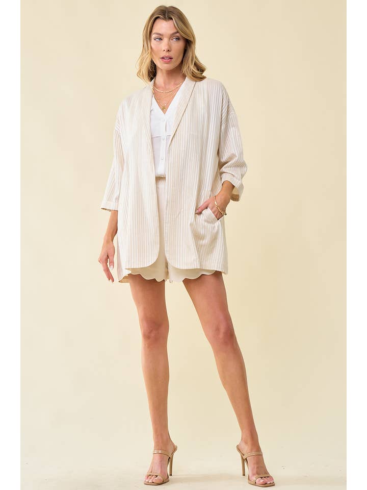 Doe and Rae - Wholesale Jacket - Women's - Linen Stripe Jacket - 10406J4