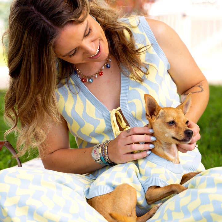 Sunbean - Wholesale Sweater Vest - Women's - Seaside Swirl Human Cotton Knitted Tunic Vest with Tie Front6