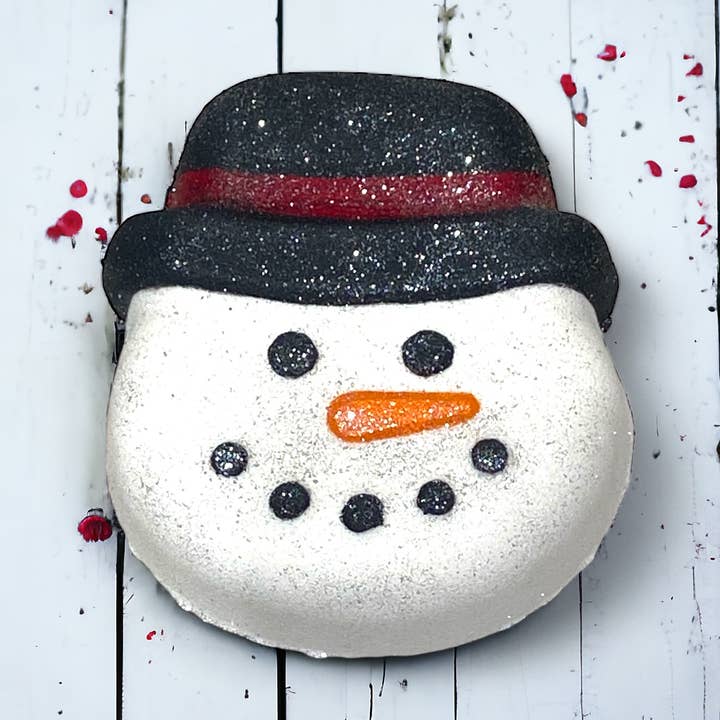 Hand-Painted Snowman Face Bath Bomb for wholesale by Calla Lily Cosmetics