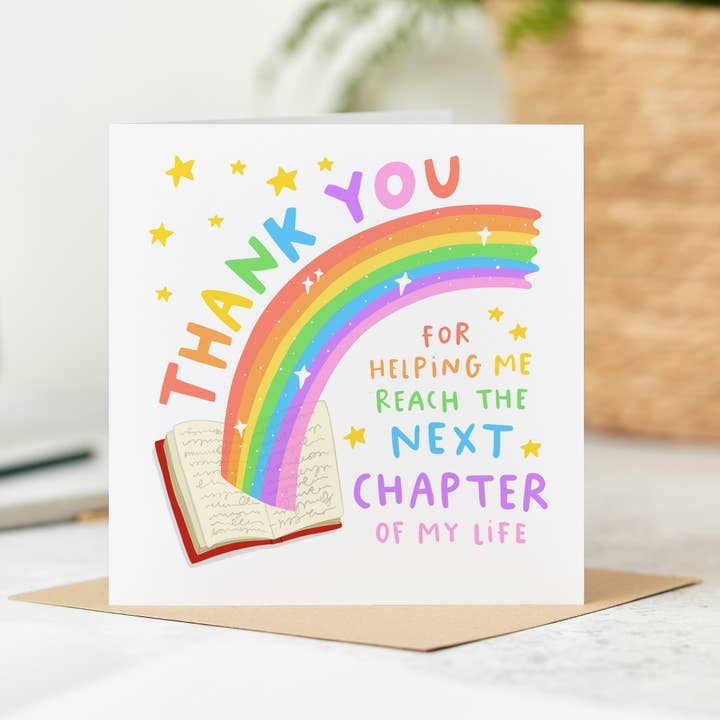 Thank You For Helping Me Reach The Next Chapter Card for wholesale by Arrow Gift Co