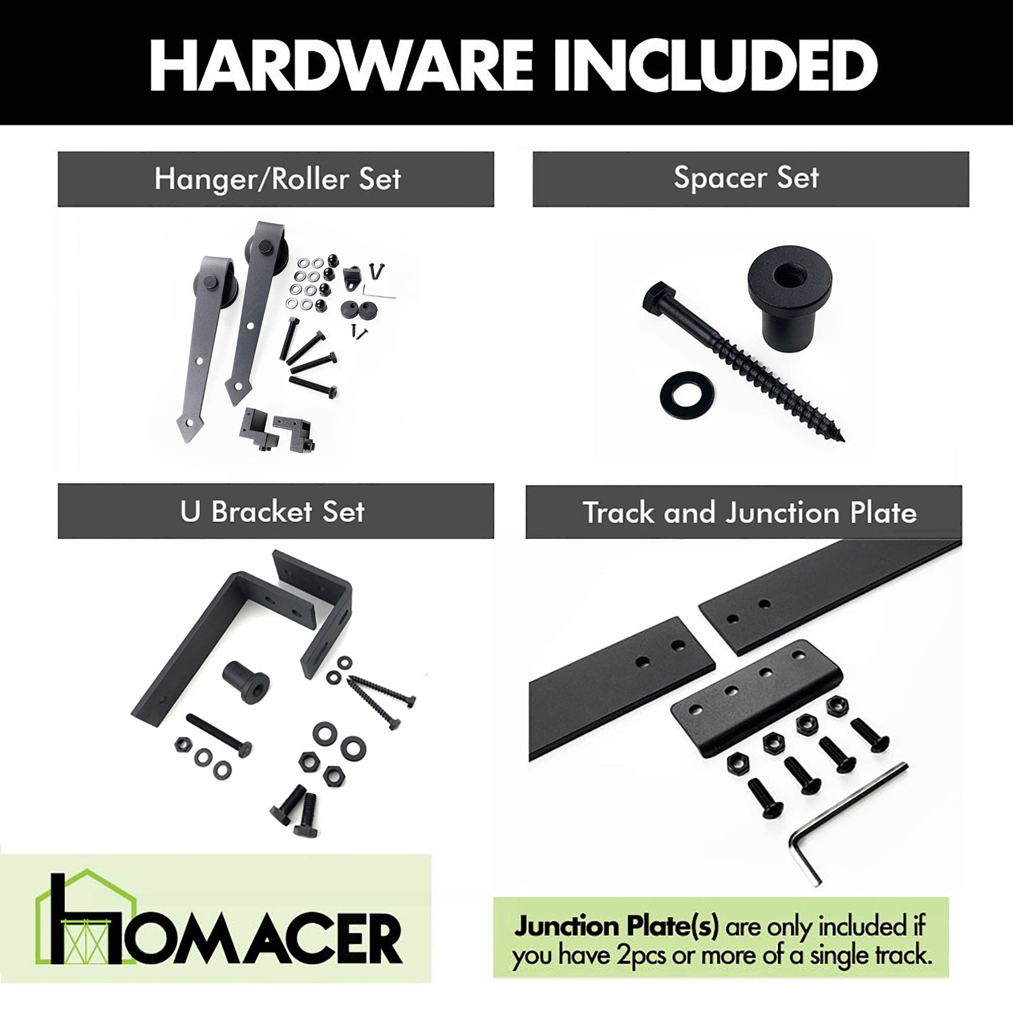 Homacer INC - Wholesale Knob/Pull - Double Track U-Shape Bypass Sliding Barn Door Hardware Kit - Arrow Design Roller3