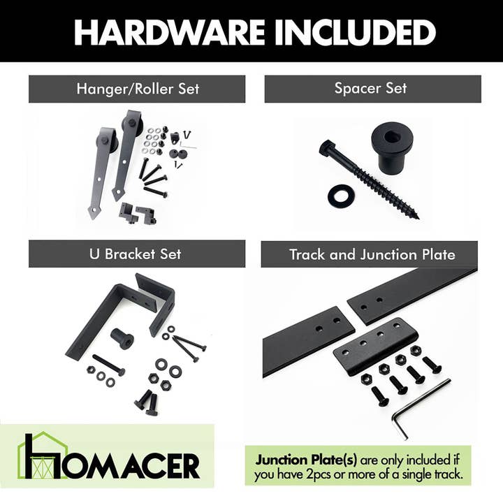 Homacer INC - Wholesale Knob/pull - Double Track U-Shape Bypass Sliding Barn Door Hardware Kit - Arrow Design Roller3