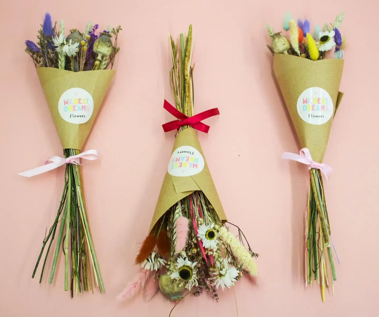 Wildestdreams.flowers - Wholesale Dried/Pressed Flowers - Mini Dried Flower Bouquets | Pink Wildflowers dried bunch0