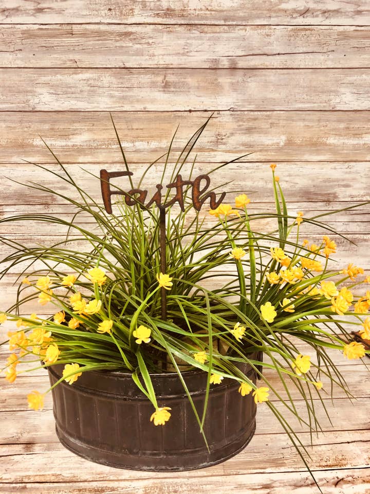 Faith Cursive Word Inspirational Plant Stake for wholesale by Universal Ironworks USA