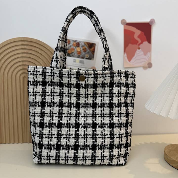 Funkyrel® Atzbranding Limited - Wholesale Tote Bag - Women's - Cosbai - Minimalist Black & White Checkered Tote Bag4