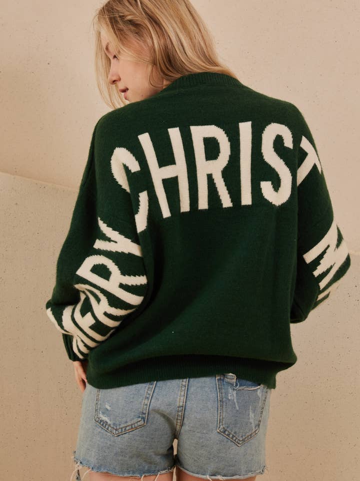 Mello. - Wholesale Knit Sweater - Women's - OVERSIZE Christmas Sweater with Lettering