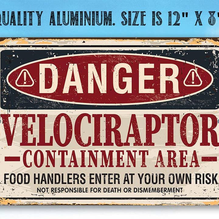 Lone Star Art Metal Signs - Wholesale Sign - Danger Velociraptor - Metal Sign5